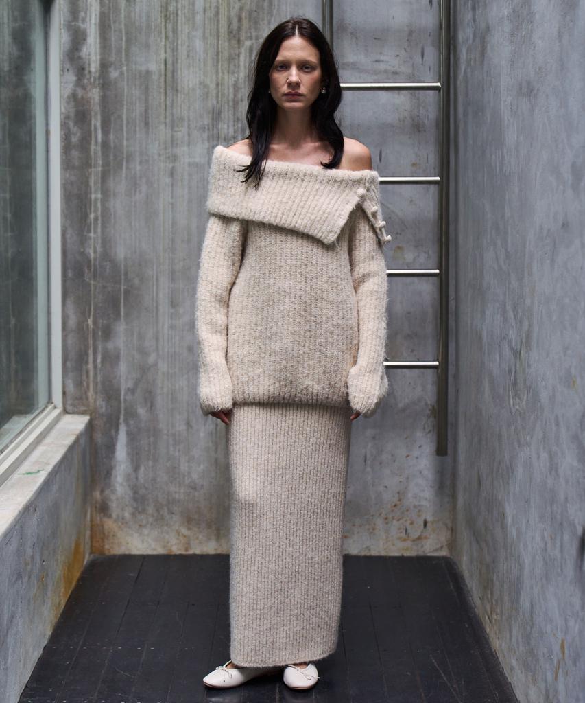 Grida J Wool Blend Ribbed Maxi Skirt_Beige