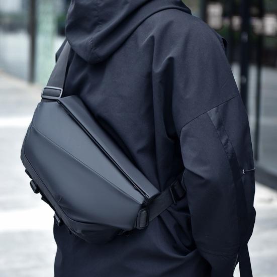 Men Crossbody Bag with Cup Holder Waterproof Chest Bag Magnetic Buckle Sling Bag Shoulder Bag for Commuting Street Travel