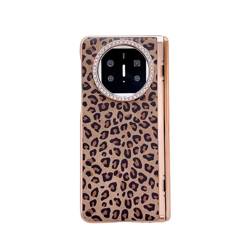 Premium Leopard Print Vegan Leather Case Mate X3 Foldable Phone Shockproof Full Cover With Stand Function