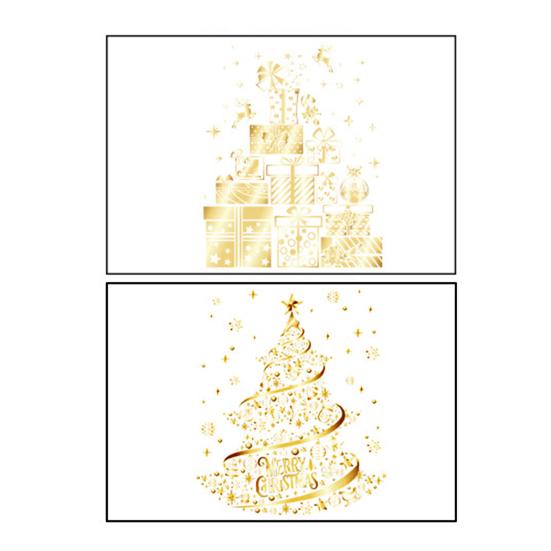2/4Pcs Golden Christmas Tree Window Cling Removable Waterproof Merry Xmas Tree Static Glass Sticker Holiday Party Decoration Decal
