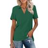 Women's Short Sleeves T Shirts Summer V Neck Shirts Collared Casual Basic Tees Blouse