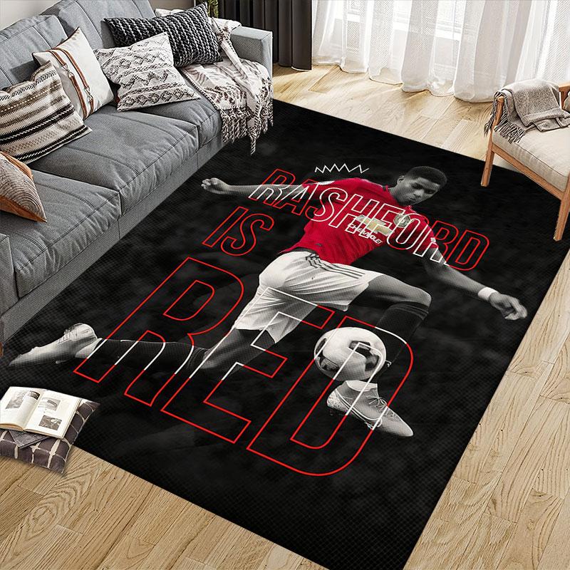 Rashford Flannel Printed Carpet, Home Sofa Decoration for Living Room & Bedroom, Non‑Slip Play Flannel Floor Mat for Game Room