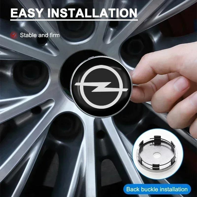4PCs 56/60mm Flexible Fit Wheel Center Caps-3M Adhesive Metal Stickers Compatible Opel Corsa/Astra/Mokka, Universal Wheel Hub
