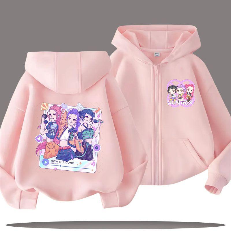KPop Demon Hunters Zipper Hoodies for Boys and Girls, Children's Fashion Sweatshirts