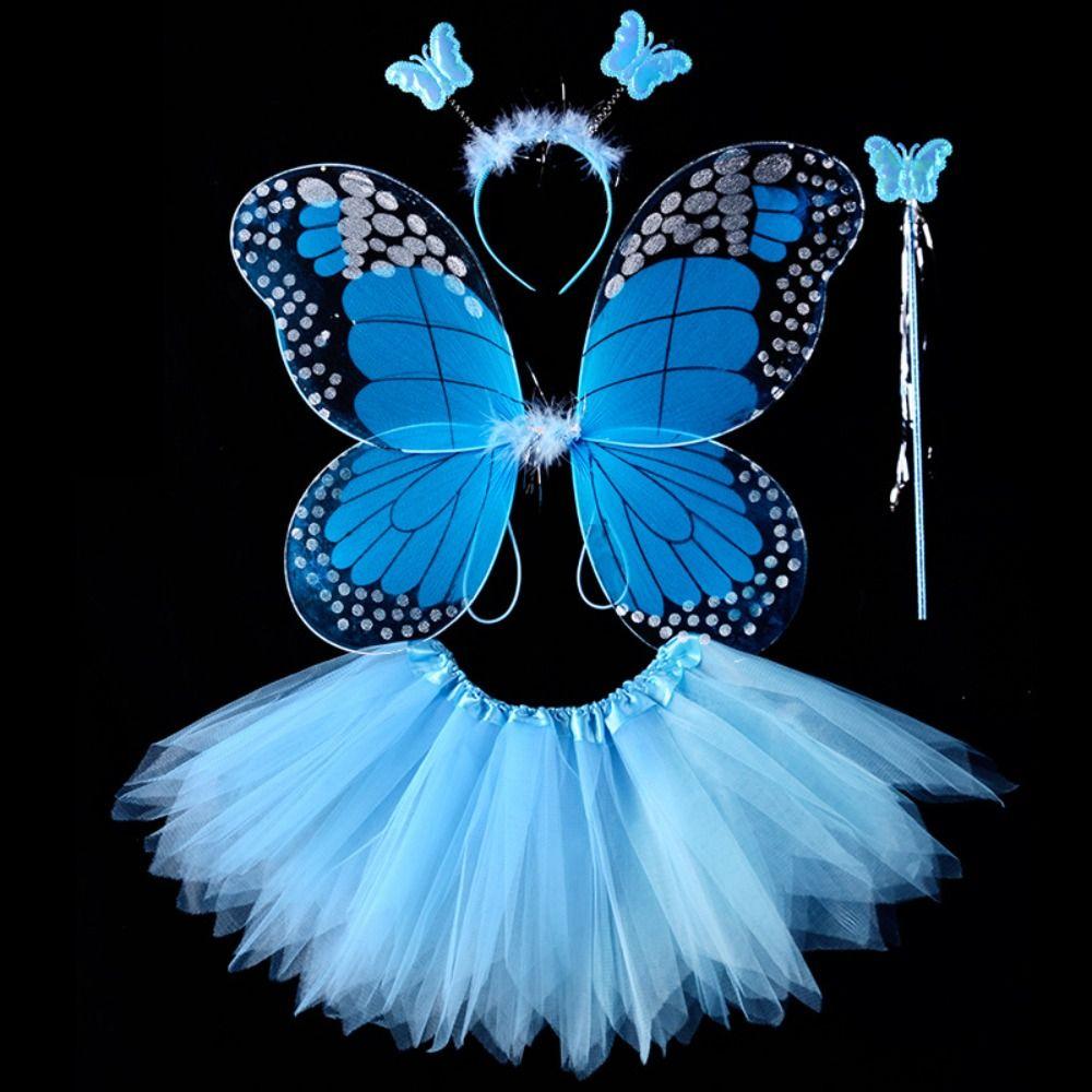 Princess Butterfly Wings Sets 2-8year Fairy Costume Set Cute Children Costume Props  Girls