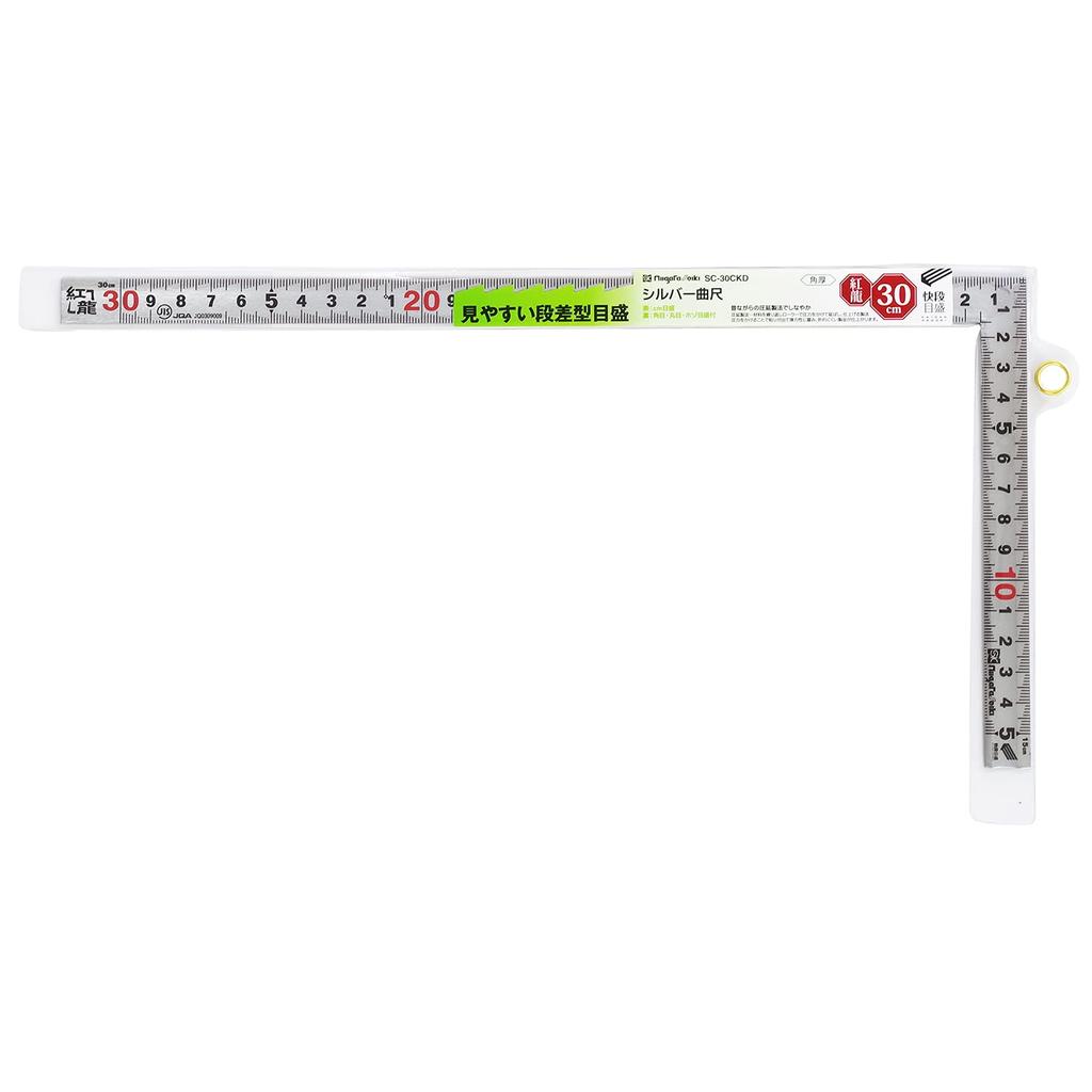 Niigata Seiki SK Сделано в Японии Серебряный изогнутый Shaku Koryu Kaidan Scale Square Толщина 30 см SC-30CKD