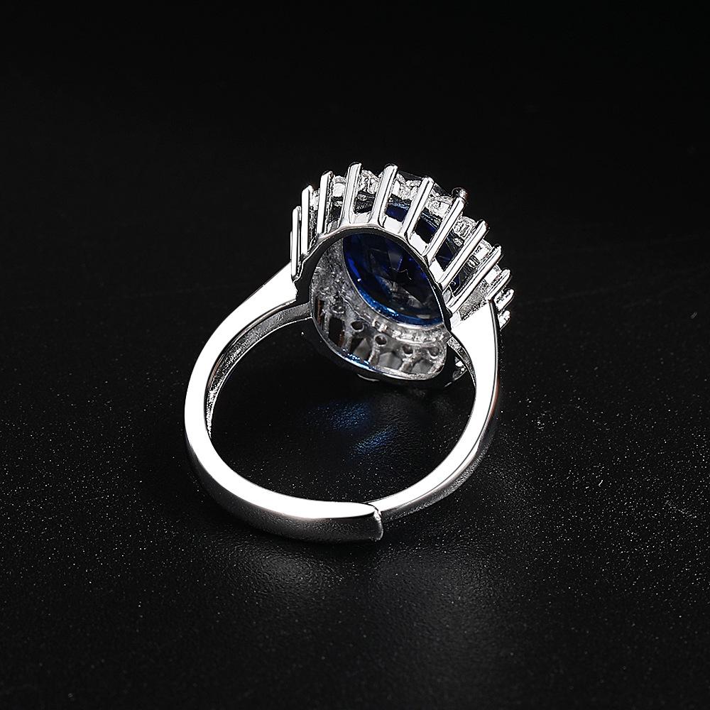 925 Sterling Silver Luxury Fashion Royal Blue Zircon Full Diamond Ring Birthday Anniversary Anniversary Party Gift