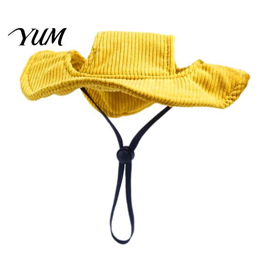 Adjustable Pet Cap Corduroy Dog Baseball Cap, Cat Summer Beach Visor Hat with Ear Outdoor Protection Holes, Puppy Sunbonnet Headdress for Small Medium