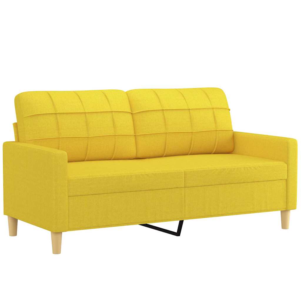 2 Seater Sofa Light Yellow 140 cm Fabric