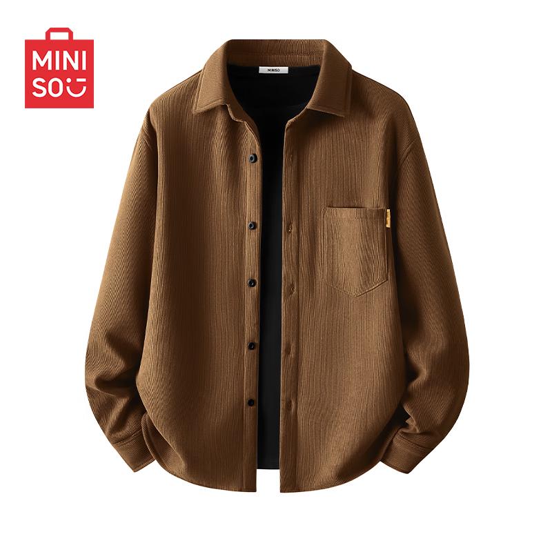 MINISO Мужская американская ретро вельветовая куртка-рубашка на флисовой подкладке