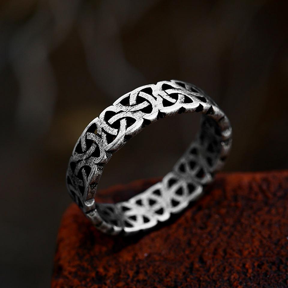 Simple Vintage Viking Celtic Knot Ring for Men Stainless Steel Nordic Valknut Rings Biker Amulet Jewelry Gifts Dropshipping