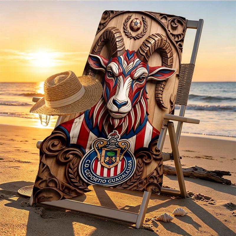 Club Deportivo Guadalajara Print Beach Towel Design, Soft, Lightweight. for Home Bathroom, Spa, Pool, Yoga, Surfing, Camping, Gift for Family, Friend