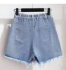 Короткие джинсы больших размеров для женщин, летние повседневные синие свободные женские джинсовые шорты с заусенцами, широкие джинсовые брюки