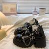 Fashion Women Platform Mary Jane Shoes Lady Fashion Chain Design Thick Sole Leather Shoe Cosplay Halloween Gothic Lolita Shoes for Women