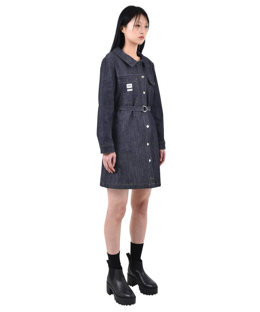 Catharsis Daily Denim Mini Dress Long Sleeve Dark Blue S M