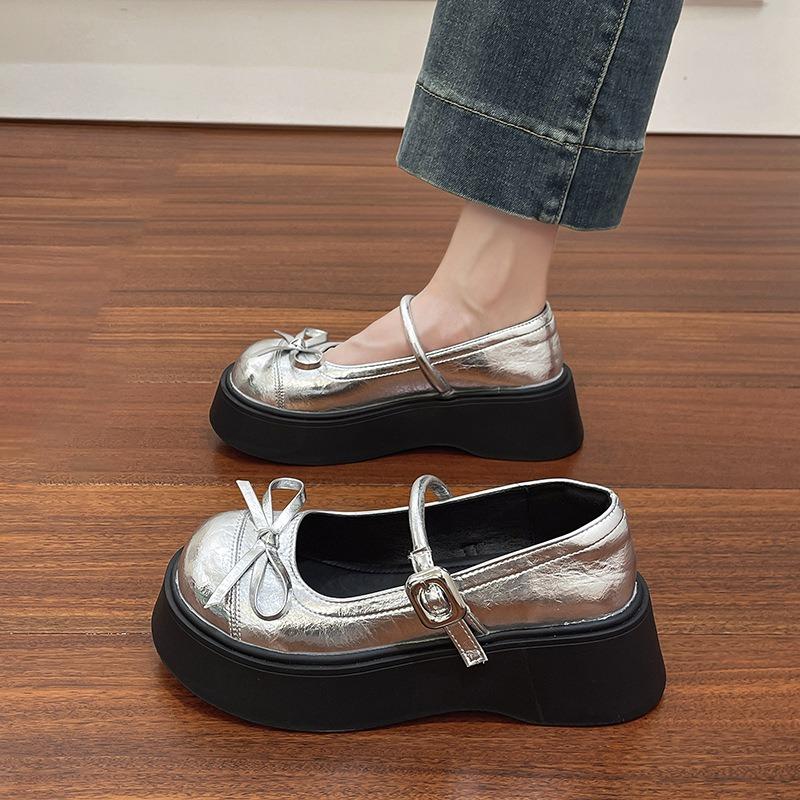 Туфли Мэри Джейн на толстой подошве с бантом, женские, новая летняя обувь для носки с юбкой, ретро, одинарные туфли