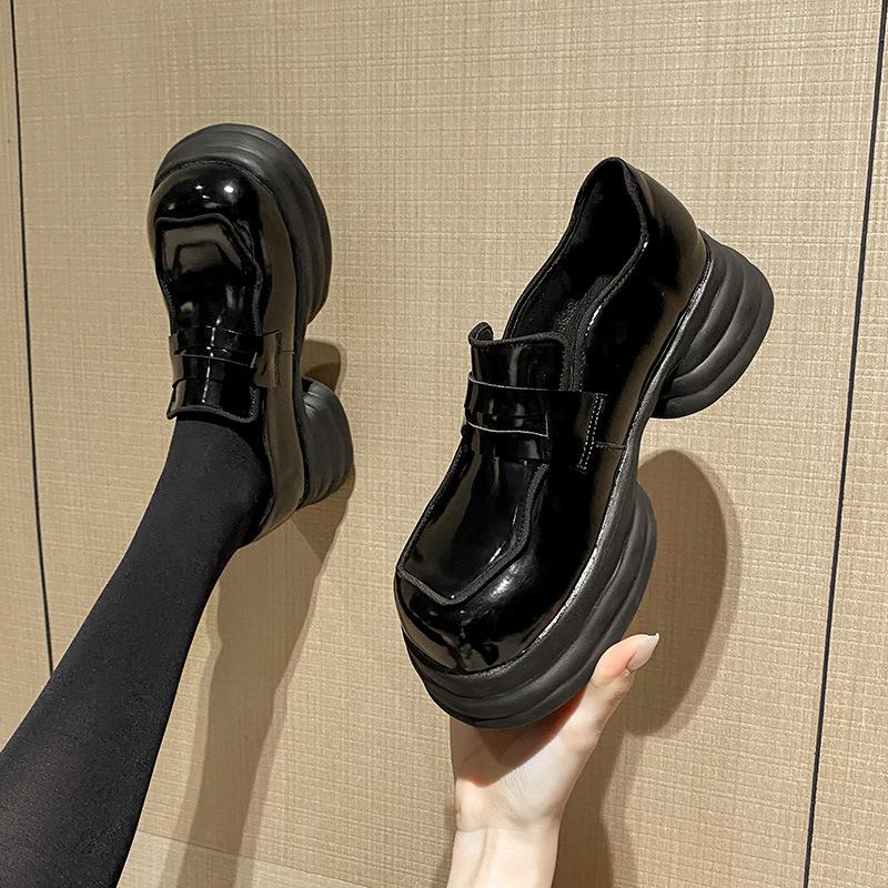 Японские лоферы, женские весенне-осенние новые нишевые дизайны, маленькие кожаные туфли-маффины на толстой подошве, туфли в студенческом стиле с большим носком