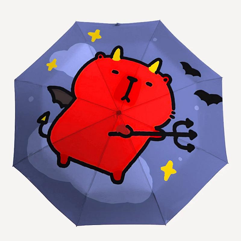 1pc Devil Capybara Umbrella - Portable Home Essential, Durable Iron Frame with Rod Structure, Fashion Lovers yy250910036