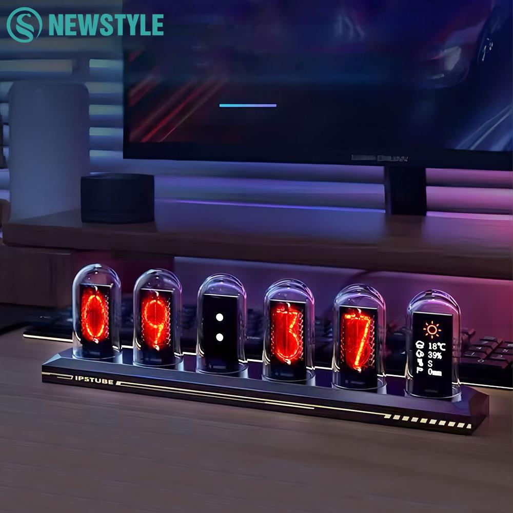 Часы Nixie Tube Clock Glow RGB LED IPS Цветной экран Цифровые часы DIY Аналоговые цифровые трубки Ночники Управление через приложение Игровая комната Декор