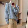 Spring New Loose Soft Waxy Knitted Sweater Top Solid Color Gentle Lazy Wind Sweater Pullover Woman