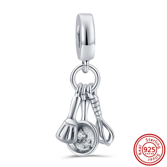 92 Стиль 925 Серебро 925 пробы для мальчиков и девочек Щенок с принтом лапы Сердце Сова Полый кулон Изящная бусина Подходит Подвески Браслет Ювелирные изделия