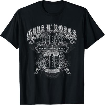 Официальная винтажная белая футболка Guns N' Roses с крестом