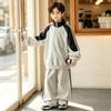 Korean Style Kids Tracksuit 2026 Boys Stand Collar Two-piece Set Comfortable Wide Leg Straight Pants Long Sleeve