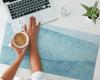 Non-slip Protective Desk Mat with Pastel Waves Print 90x45 cm