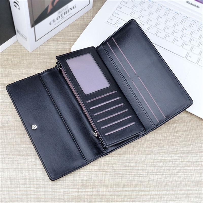 Fashion Long Wallets Soft Leather Tri-fold Card Holder Purses for Women Ladies Handbags GZW