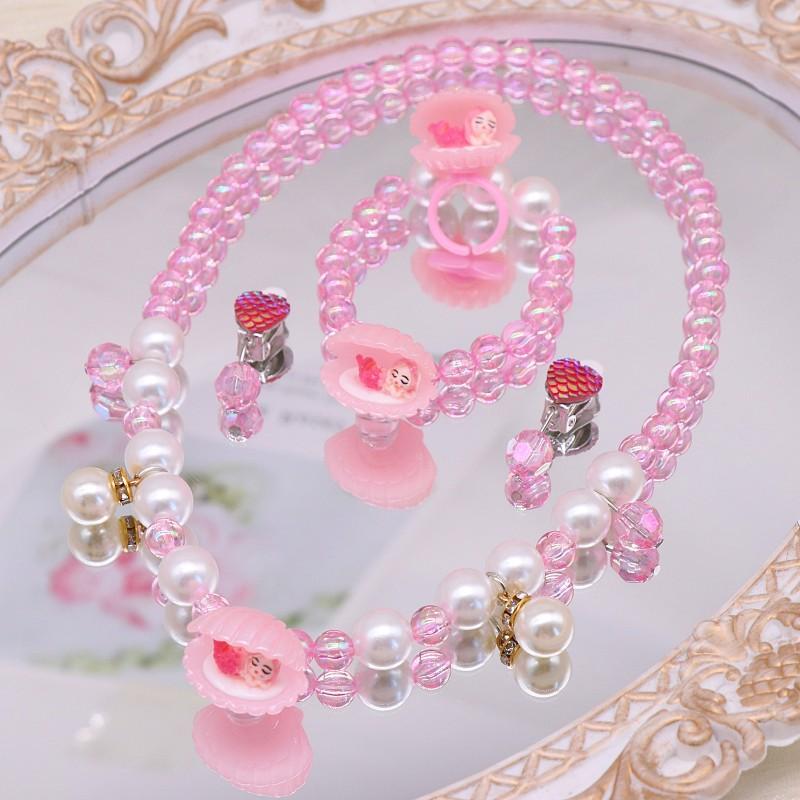 Детские аксессуары для ожерелья, Ракушка, Барби розовый, Милые украшения для девочек, Браслет-ожерелье из искусственного жемчуга
