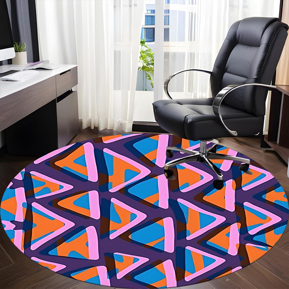 1pc Abstract Pattern Office Round Rug, Non-slip, Soft and Durable Office Rug for Interior Decoration, Perfect for Office, Beautiful Decoration yy26031