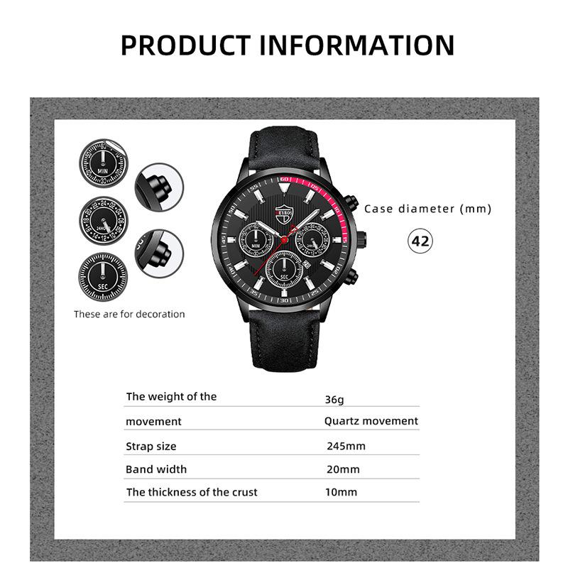 New Men's Watch Men's Calendar Watch Business Belt Watch Student Watch Quartz Watch Sports Men's Watch