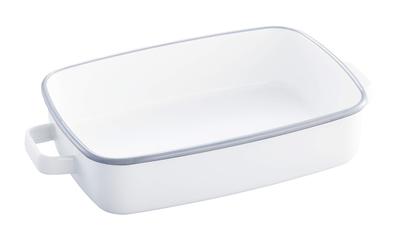 365methods Fuji Enamel Oven Dish White x Light Grey Shallow M Size 1.6L YY-HM.W