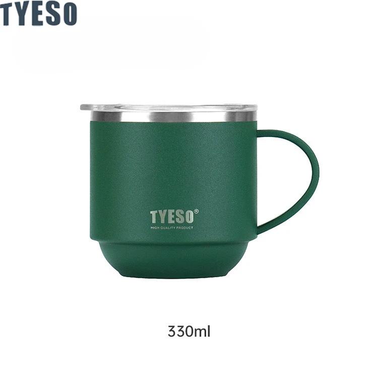 Кружка для кофе из нержавеющей стали Tyeso Прочная настольная офисная кружка с ручкой и прозрачной крышкой Идеально подходит для горячих напитков и повседневного использования