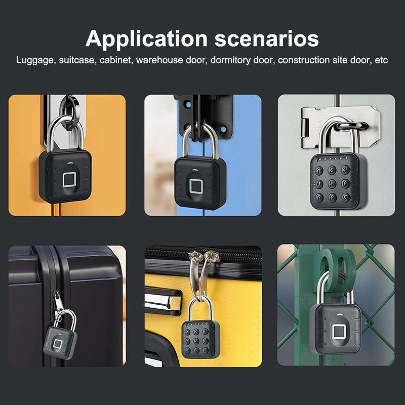 Умный биометрический отпечаток пальца умный дверной замок без ключа быстрая разблокировка противоугонный навесной замок IP67 водонепроницаемый безопасность дома и путешествий