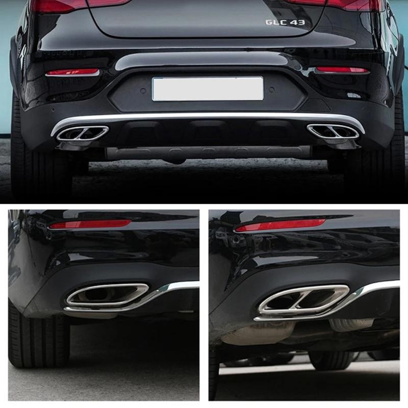 Rear Cylinder Exhaust Pipe Trim Car Exterior Exhaust Pipe Mufflers Cover for W176 W205 W213 X253 Auto Accessory