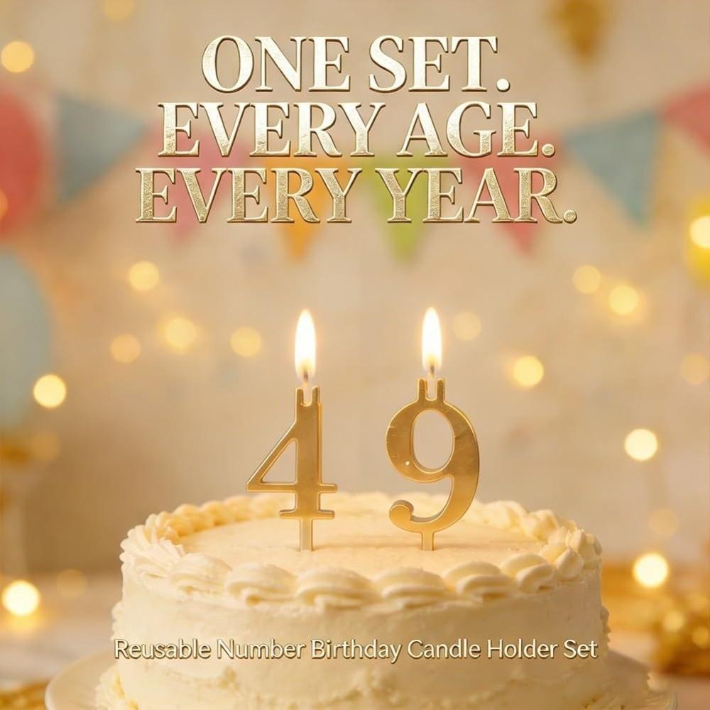 Number 0-9 Number Birthday Candle Holder Digital Birthday Candles Stand Birthday Celebration