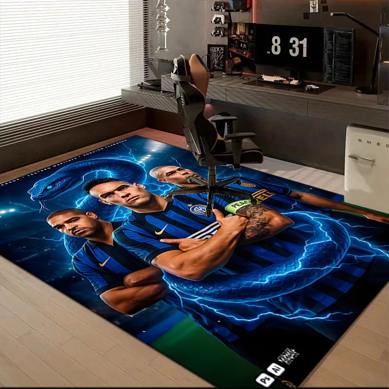 Inter Milan Star Lautaro Rug for Living Room, Game Rooms, Office, Bedroom, Office Floor Mat Playful Design, fan gifts Christmas decor