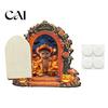 Holiday Gift for Children Halloween Mouse Hole Wall Decoration, Retro Arched Fairy Door with Pumpkin Openable Miniature Ornament & Flower Decor, Home