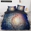 3D Galaxy King Queen Пододеяльник Звездное небо Постельное белье Вселенная Пододеяльник Космос Мягкий 2/3 шт. Покрывало Темно-синий