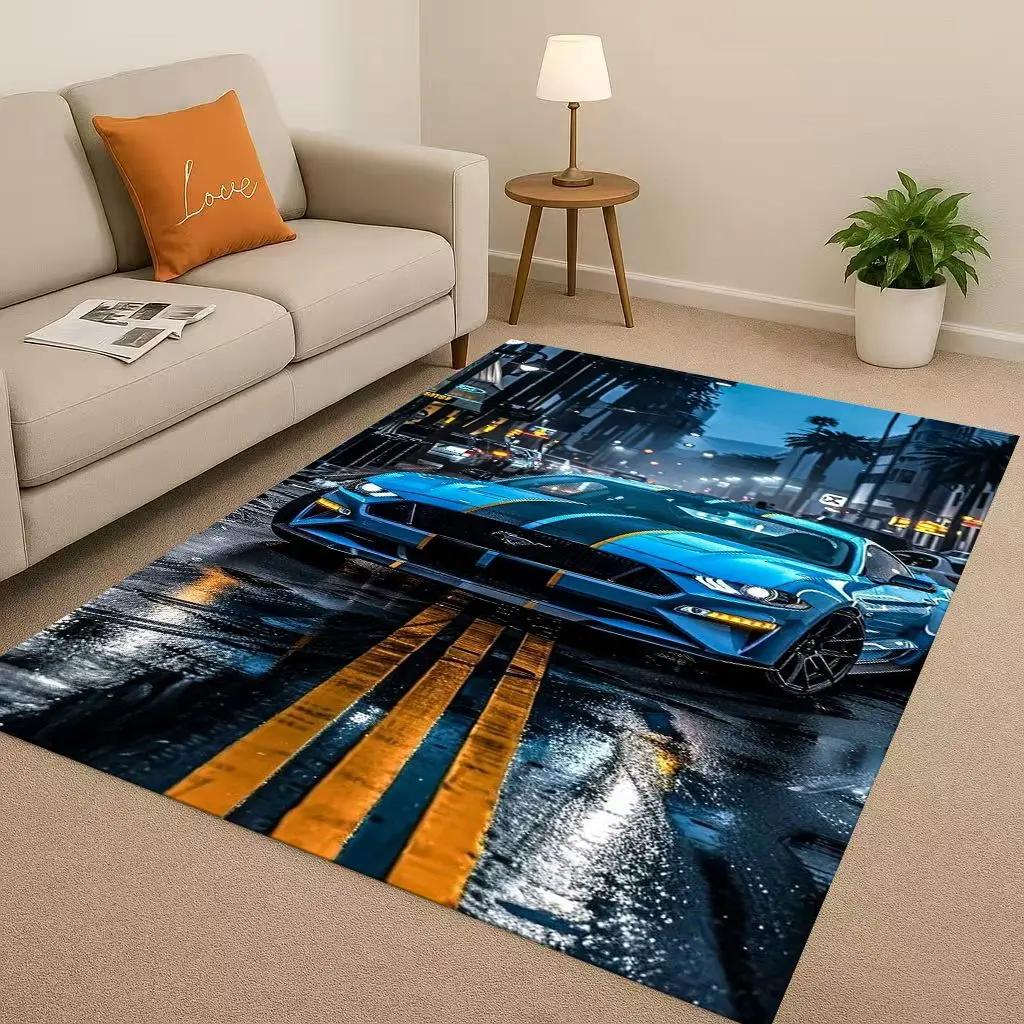 Новый Логотип Гоночного Автомобиля Mustang Мото Гостиная Нескользящий Ковер Ковер для Спальни Игровой Комнаты Дивана, Легко Чистящийся Домашний Декор Придверный Коврик