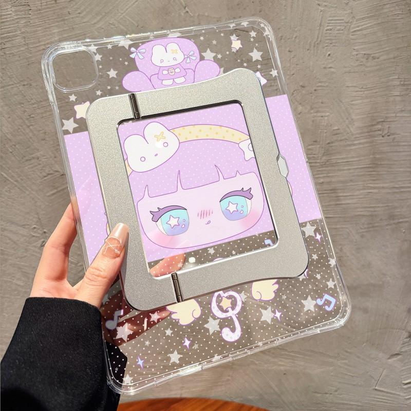 Cartoon Purple Hair Girl IPad Air 4 5 6 Mini 7 Pro 11 13 Case With Stand Shockproof Acrylic Cover No Pencil Slot