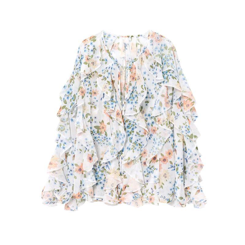 Kaslead New Arrival Women's Fashion Style Stylish Simple and Versatile Casual Laminated Decoration Long Sleeves Shirt