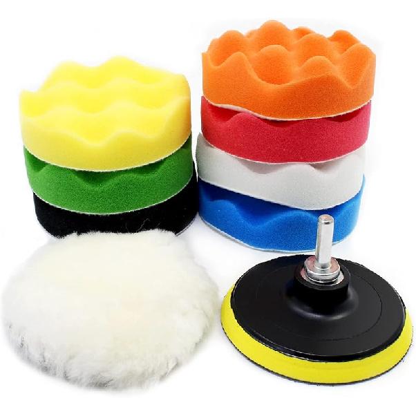 OCR 10Pcs 4 Inch Car Polishing Pad Kit, Sponge And Wool Polishing Pad Set With M10 Drill Adapter, Car Buffer Polisher Drill Buffing Kit For
