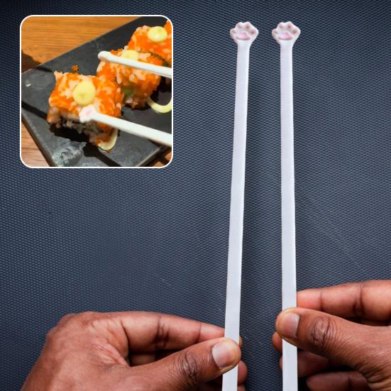 Палочки для еды Yousheng Cat Paw, легкие, с нескользящей ручкой, многоразовые, симпатичные, для лапши, суши, еды, палочки для еды для любителей кошек