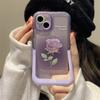 Ins фиолетовый цветок розы невидимый чехол-кронштейн для Iphone 13 11 12 14 Pro Max 14 Plus складной держатель-подставка противоударный мягкий чехол