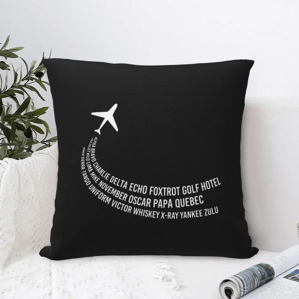 Pinyin Letter Flight Gift Aircraft Doublesided Printed pillow cover Short plush Suitable living rooms sofas throw cushion cover
