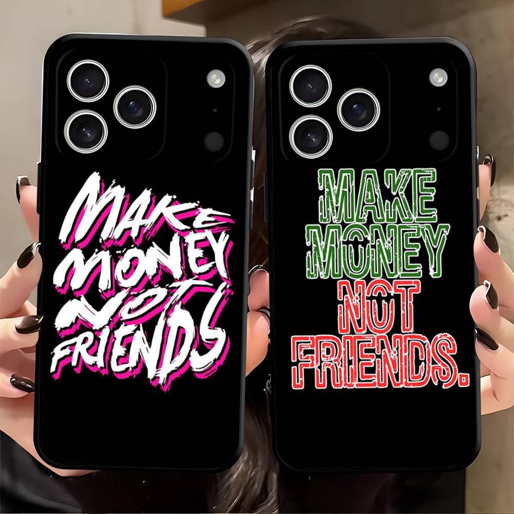 ЗАРАБАТЫВАЙ ДЕНЬГИ, А НЕ ДРУЗЕЙ Для iPhone 15 16 14 Plus 13 12 11 17 Pro Max 17 Air Черный Мягкий Чехол для Телефона