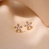 Delicate Zircon Inlaid Flower Design Simple 18k Gold Plated Copper Stud Earrings For Women