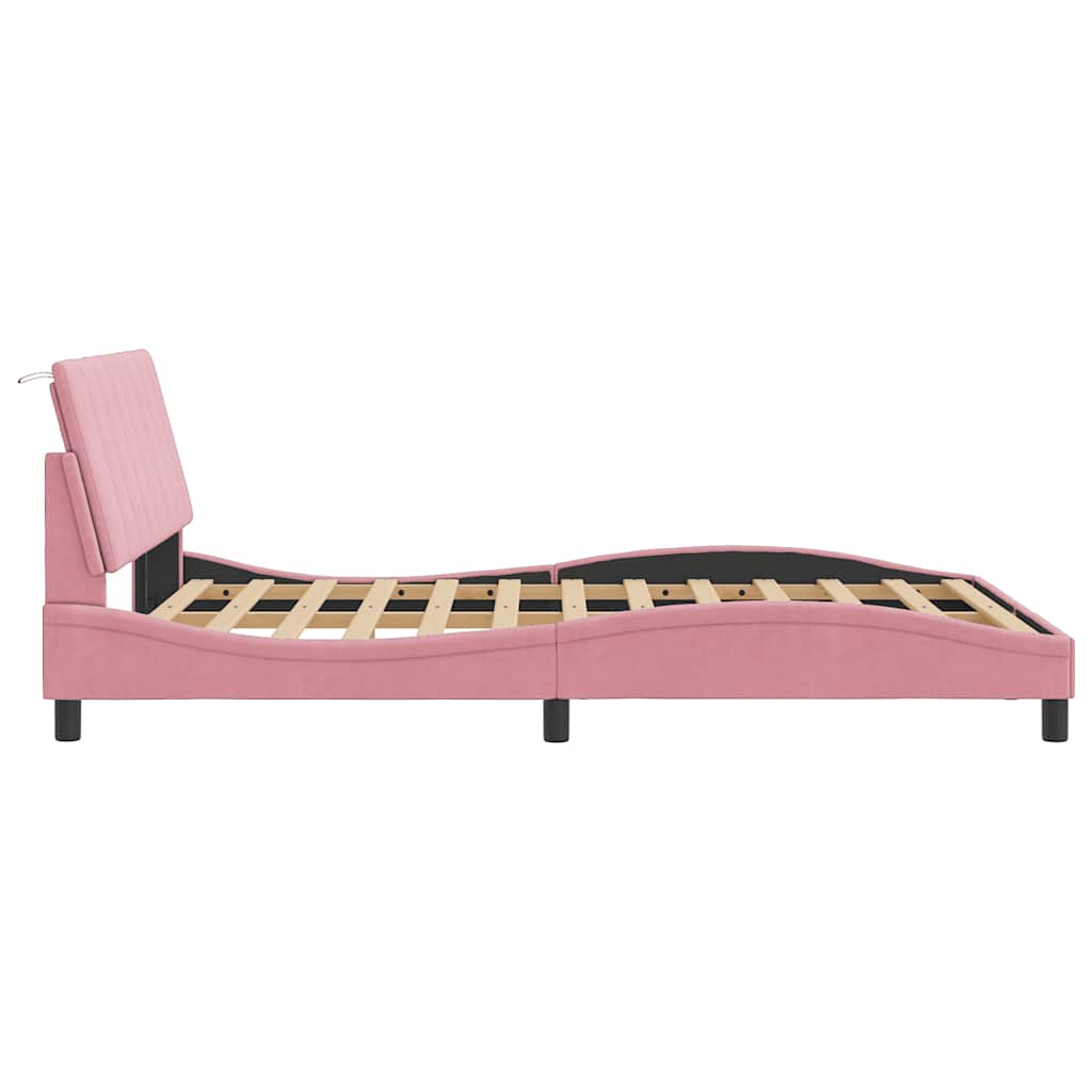 Bed Frame without Mattress  Hanko  Pink 120x200 cm Velvet